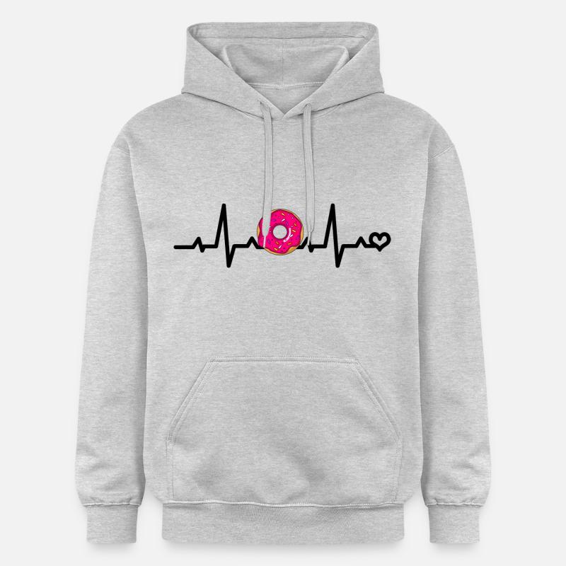 beignet rose heartline ECG - Sweat à capuche Softstyle® Gildan Unisexe - gris clair chiné