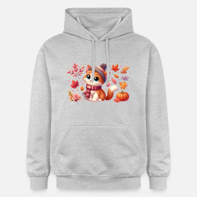 chat automne 3 - Sweat à capuche Softstyle® Gildan Unisexe - gris clair chiné