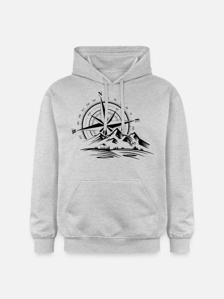 Compass Direction Mountain Graphic - Gildan Unisex Softstyle® Midweight Hoodie - light heather grey