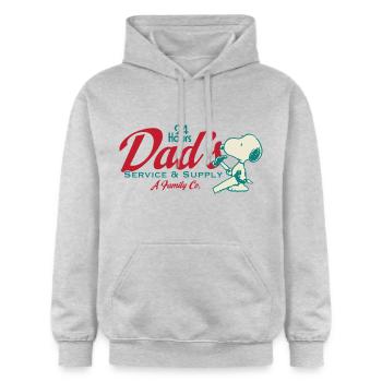 Peanuts Design Dad Mit Spruch Und Snoopy - Gildan Unisex Softstyle® Midweight Hoodie - Hellgrau meliert - Vorne - Liana (172cm) & Jaron (178cm)