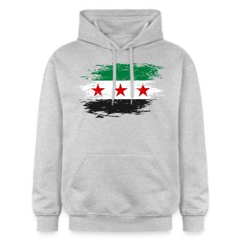 Drapeau syrien utilisé - Sweat à capuche Softstyle® Gildan Unisexe - gris clair chiné - Devant - Liana (172cm) & Jaron (178cm)