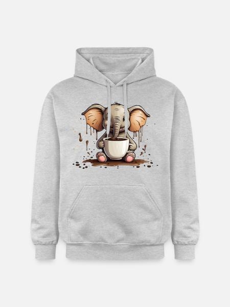 KAFFEETASSE ELEFANT KAFFEE - Gildan Unisex Softstyle® Midweight Hoodie - Hellgrau meliert