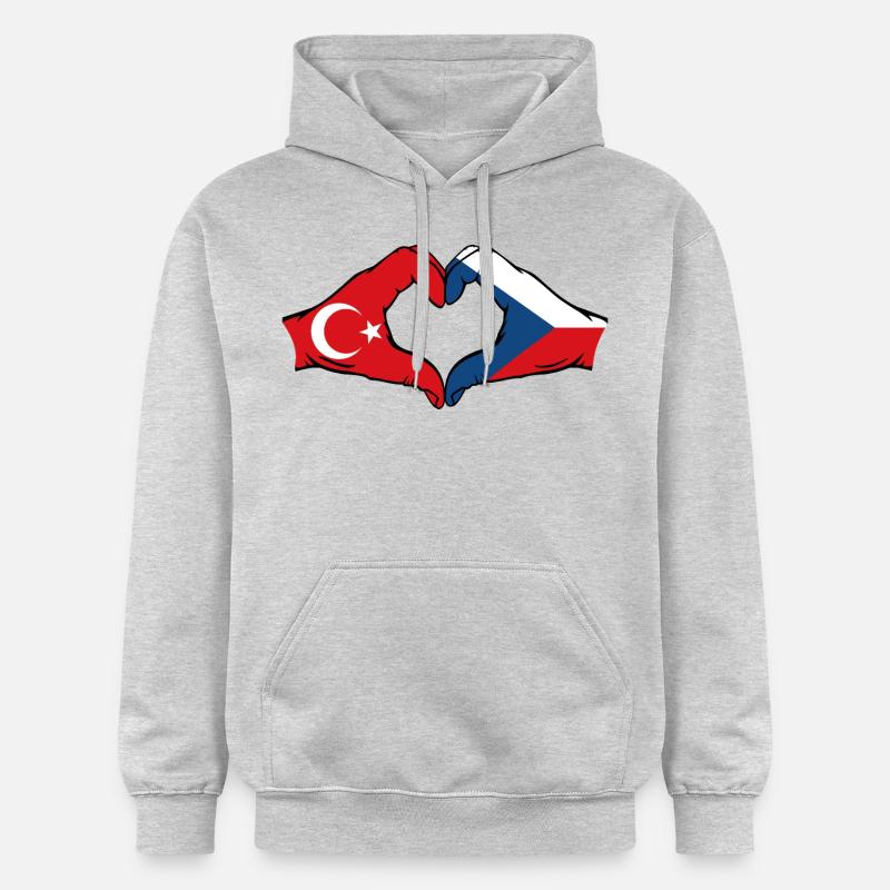 Turquie République tchèque drapeau coeur - Sweat à capuche Softstyle® Gildan Unisexe - gris clair chiné