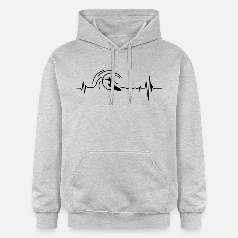 Surf Heartbeat Surf Surfer - Sweat à capuche Softstyle® Gildan Unisexe - gris clair chiné