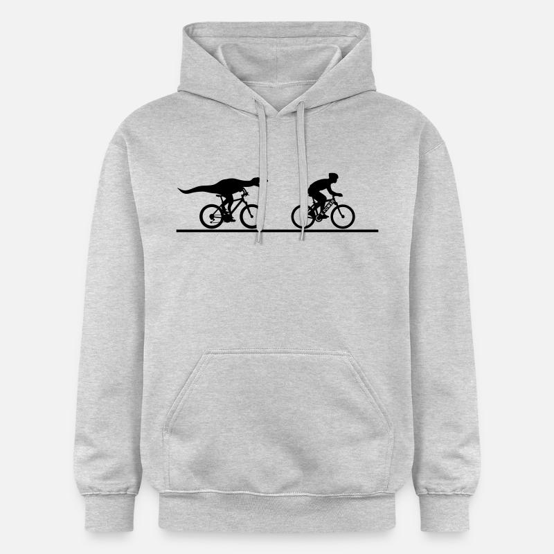 E Biker versus Velociraptor - Gildan Unisex Softstyle® Midweight Hoodie - Hellgrau meliert