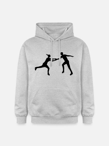 Kunstskøjteløb par i harmoni - Gildan Softstyle® Midweight unisex-hoodie - lysegrå meleret