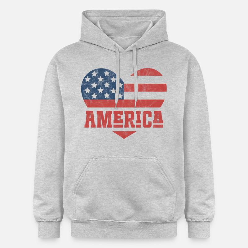 Drapeau de l’Amérique Coeur - Sweat à capuche Softstyle® Gildan Unisexe - gris clair chiné
