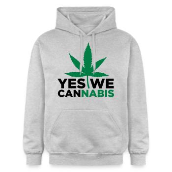 Yes We Cannabis! - Gildan Unisex Softstyle® Midweight Hoodie - Hellgrau meliert - Vorne - Liana (172cm) & Jaron (178cm)