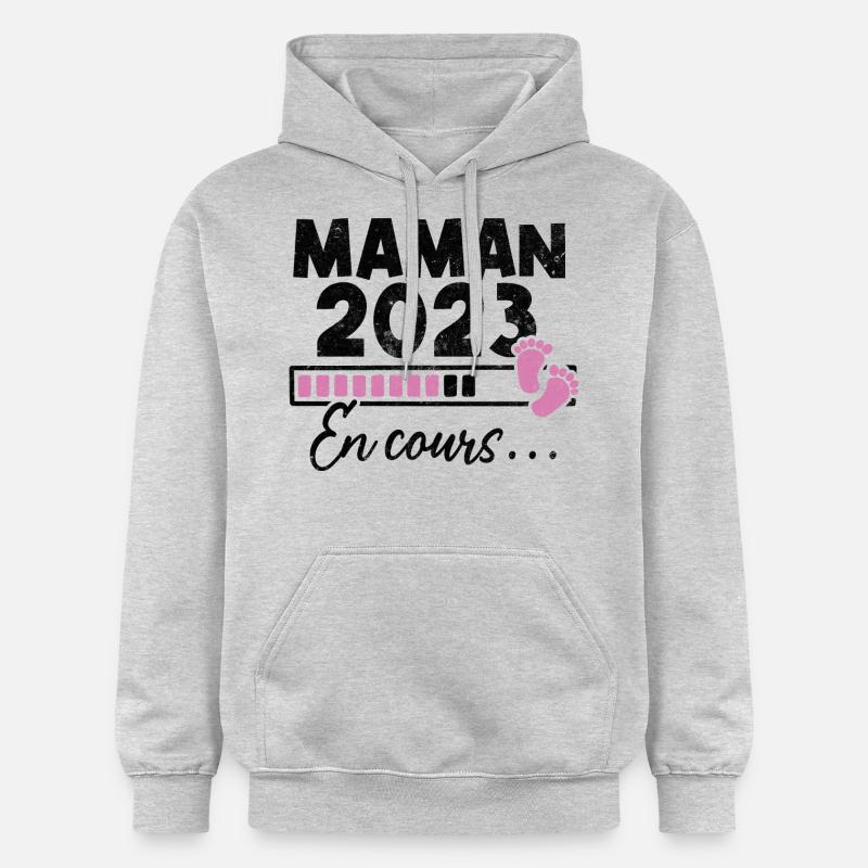Maman 2023 En Cours - Sweat à capuche Softstyle® Gildan Unisexe - gris clair chiné