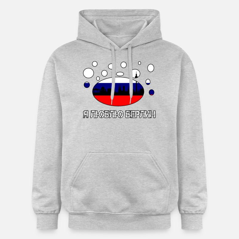 J'aime Berlin Russie Russie русский - Sweat à capuche Softstyle® Gildan Unisexe - gris clair chiné