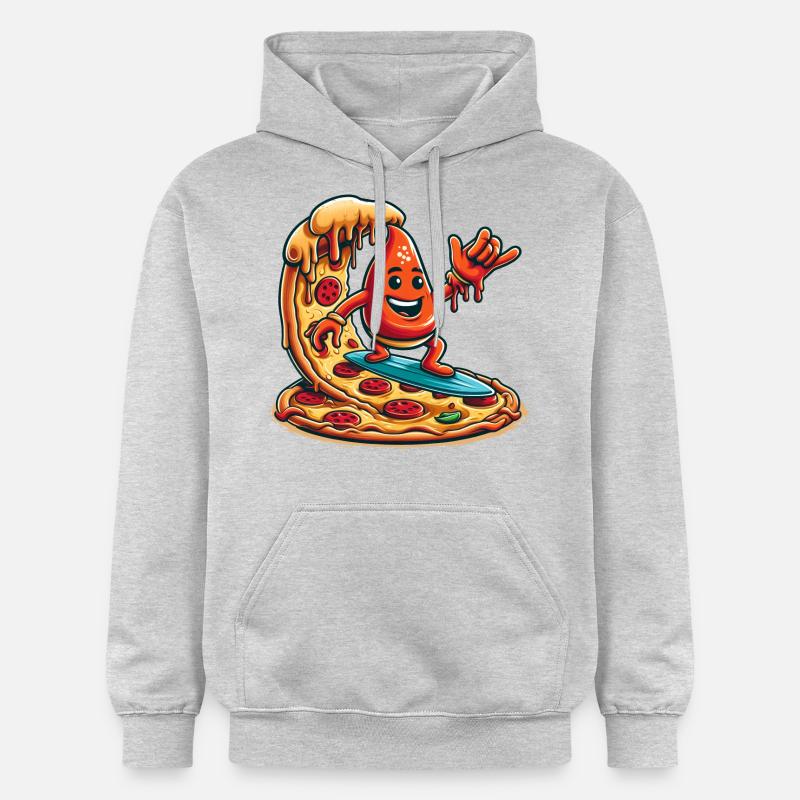 Sauce à Pizza Surfer Drôle - Sweat à capuche Softstyle® Gildan Unisexe - gris clair chiné
