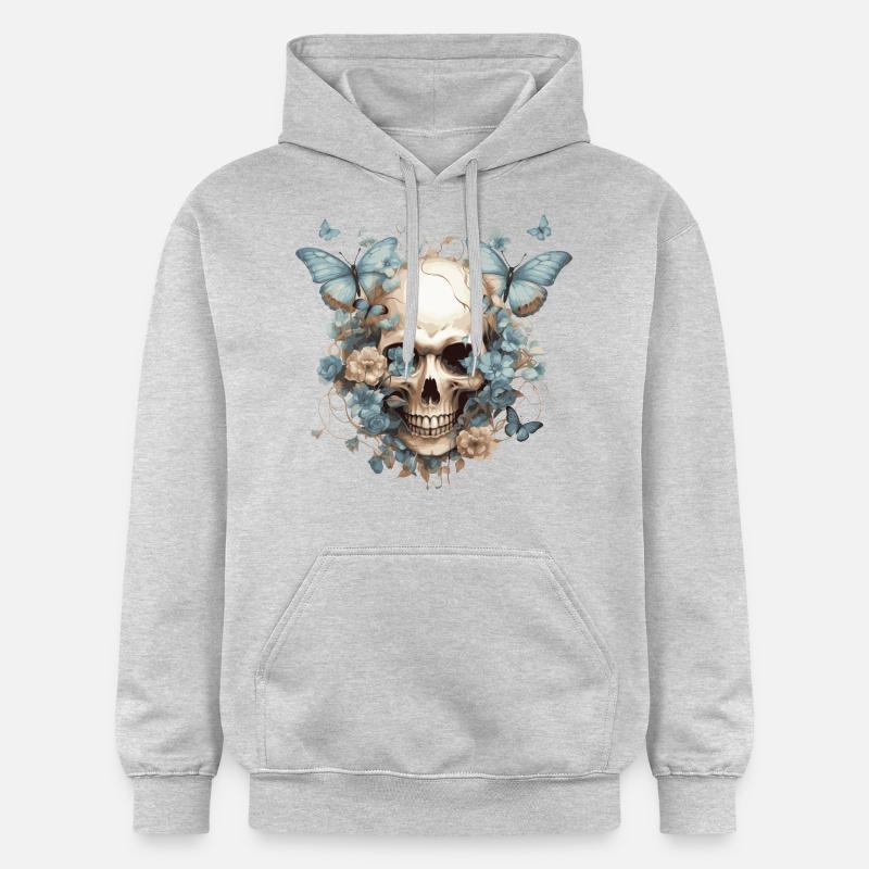 Papillons et crânes - Sweat à capuche Softstyle® Gildan Unisexe - gris clair chiné
