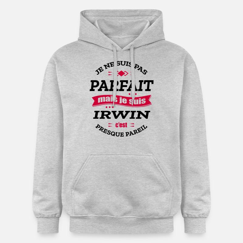 IRWIN PARFAIT - PRENOM IRWIN - Sweat à capuche Softstyle® Gildan Unisexe - gris clair chiné