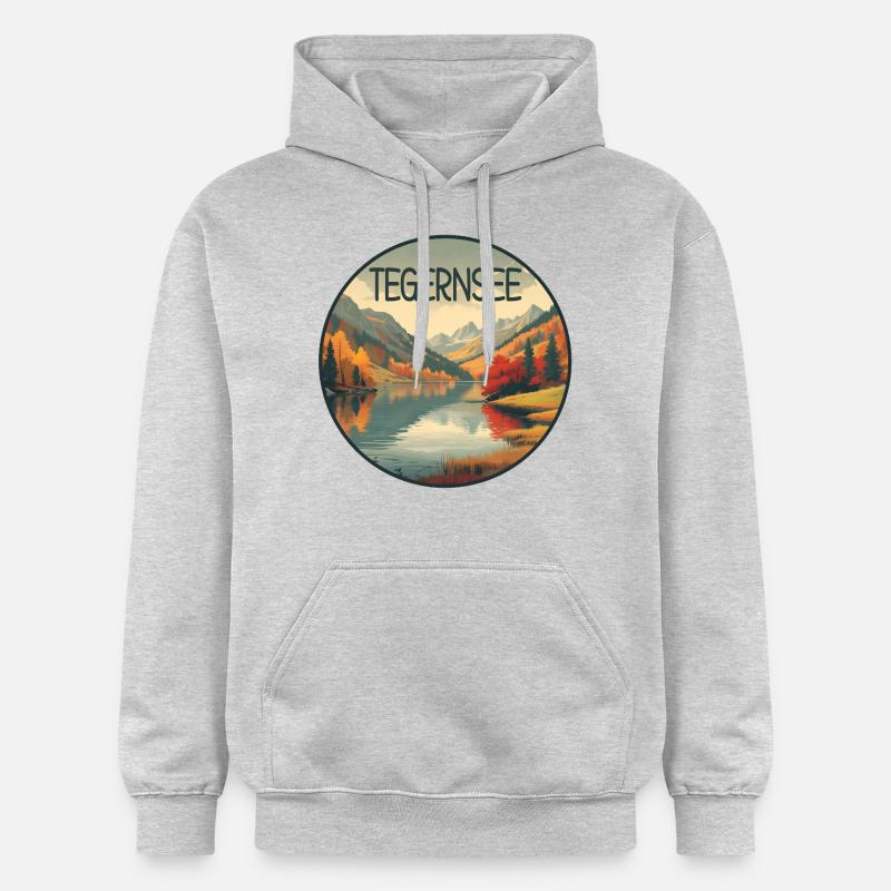 Tegernsee retro bergsee - Sweat à capuche Softstyle® Gildan Unisexe - gris clair chiné