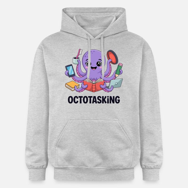 Octotasking octopus en mode multitâche - Sweat à capuche Softstyle® Gildan Unisexe - gris clair chiné