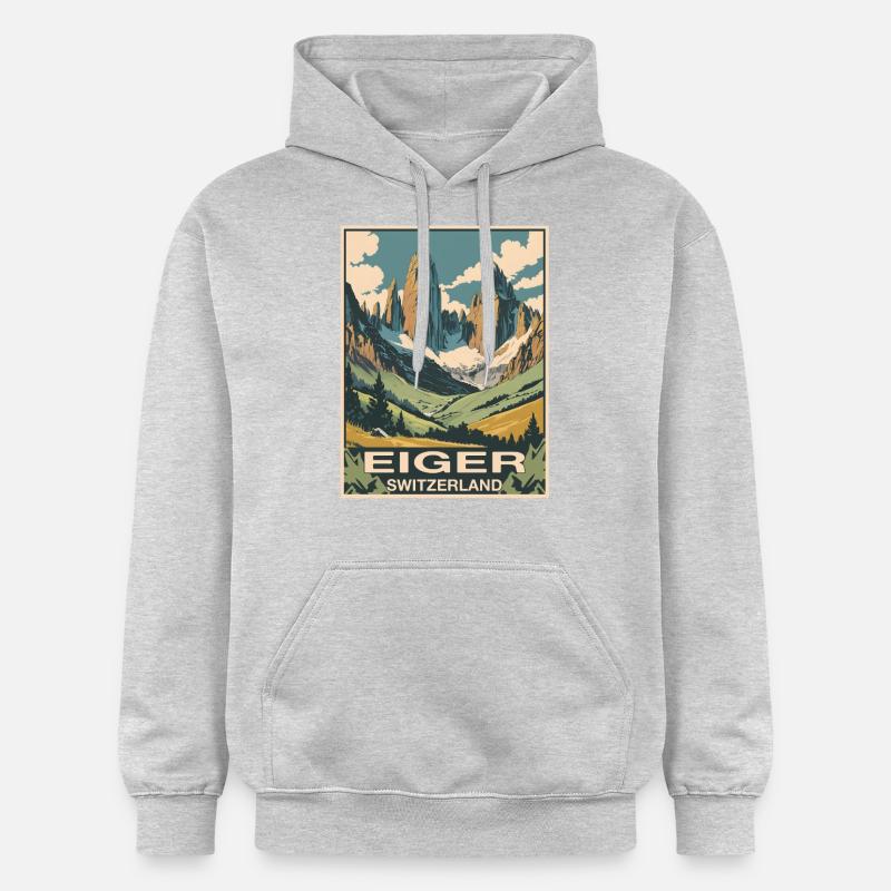 Eiger, Suisse - Sweat à capuche Softstyle® Gildan Unisexe - gris clair chiné