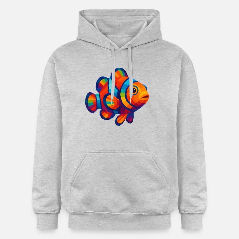 WPAP Polygon Stil Tiere - Clownfisch - Gildan Unisex Softstyle® Midweight Hoodie - Hellgrau meliert