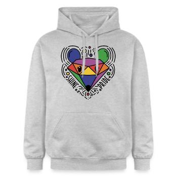 Shine Pride / LGBTQIA+ / pridedesigncontest2024 - Gildan Unisex Softstyle® Midweight Hoodie - Hellgrau meliert - Vorne - Liana (172cm) & Jaron (178cm)