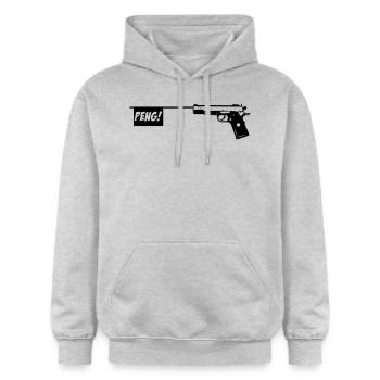 Gun PENG! Novelty Item gun 1c - Gildan Unisex Softstyle® Midweight Hoodie - light heather grey - Front - Liana (172cm) & Jaron (178cm)