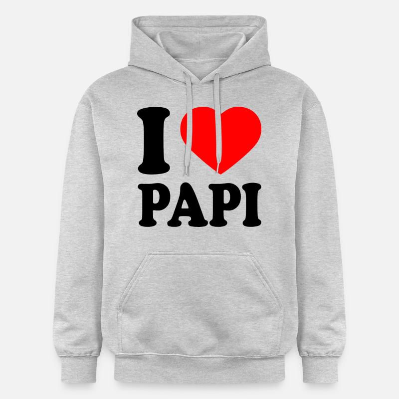 I love papi - Sweat à capuche Softstyle® Gildan Unisexe - gris clair chiné