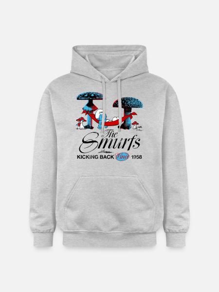 Smølfe retro design med sovende Smølf - Gildan Softstyle® Midweight unisex-hoodie - lysegrå meleret