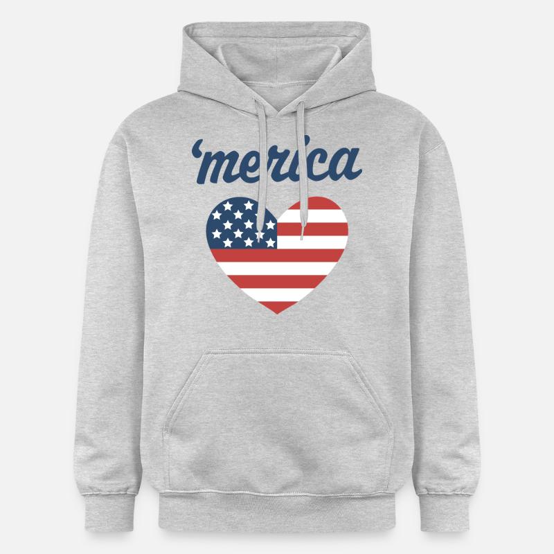 'merica - Sweat à capuche Softstyle® Gildan Unisexe - gris clair chiné