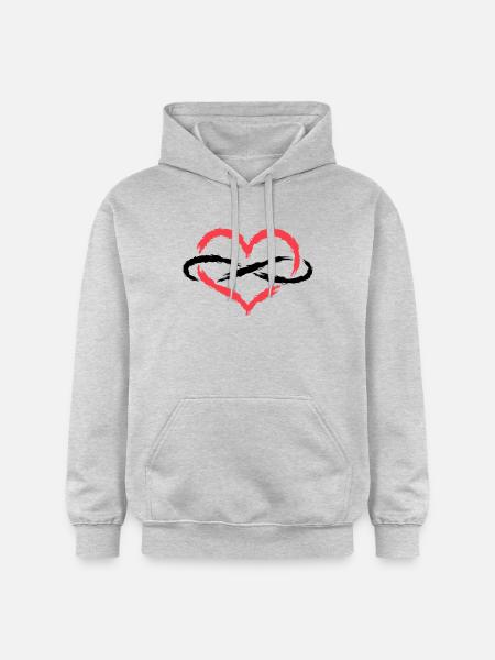 Simbolo di cuore Amore infinito infinito - Felpa con cappuccio unisex Softstyle® Gildan con grammatura media - grigio chiaro melange