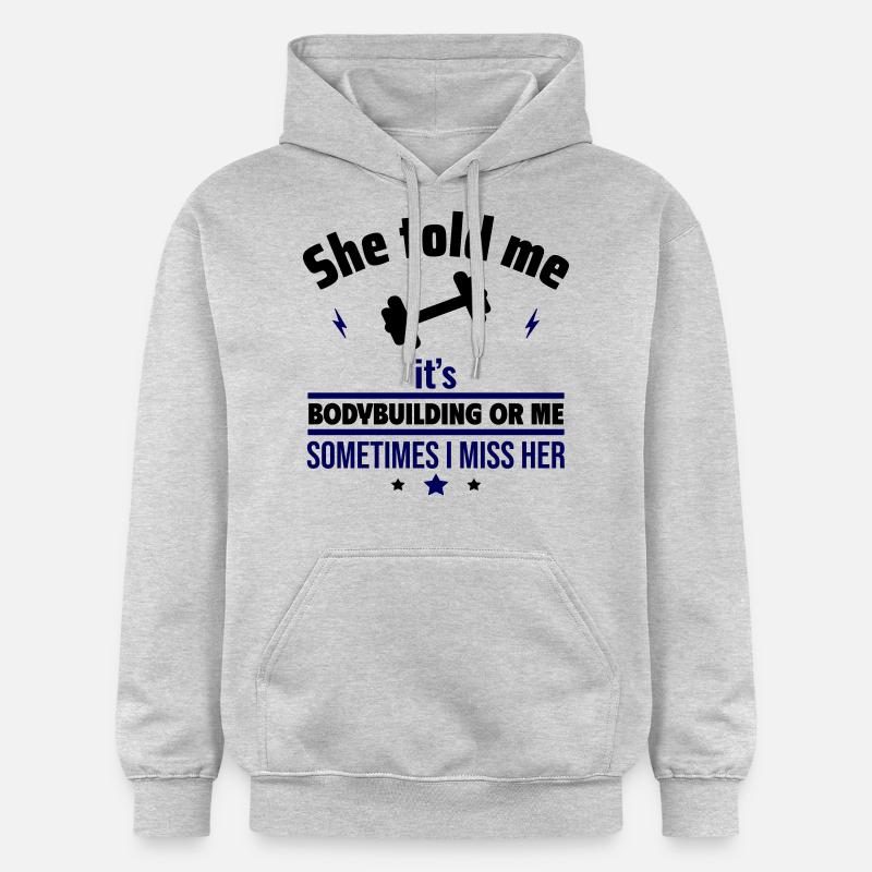 Elle a dit soit la musculation, soit moi - Sweat à capuche Softstyle® Gildan Unisexe - gris clair chiné