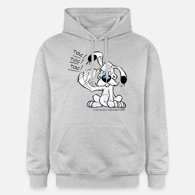 Asterix & Obelix Dogmatix Gesturing Toc - Sudadera con capucha unisex de peso medio Softstyle® de Gildan - gris claro jaspeado