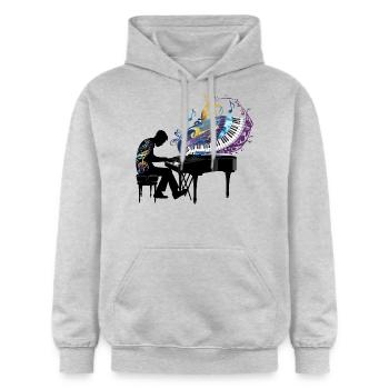 piano piano jouer piano player art - Sweat à capuche Softstyle® Gildan Unisexe - gris clair chiné - Devant - Liana (172cm) & Jaron (178cm)