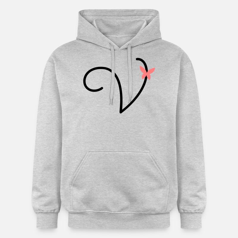 Lettre V Papillon Lettre - Sweat à capuche Softstyle® Gildan Unisexe - gris clair chiné