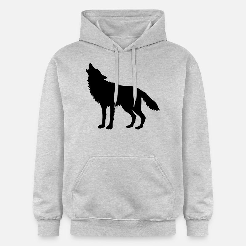 Heulender Wolf (Silhouette) - Gildan Unisex Softstyle® Midweight Hoodie - Hellgrau meliert