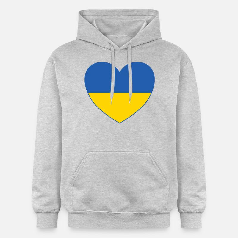 Drapeau de l’Ukraine Coeur - Sweat à capuche Softstyle® Gildan Unisexe - gris clair chiné