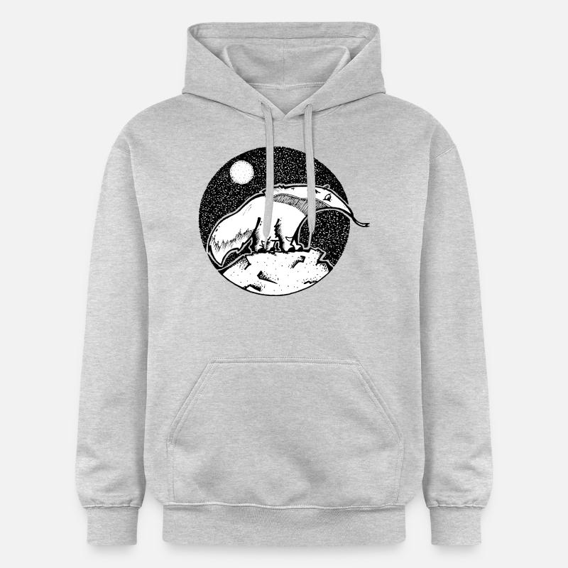 fourmilier, vague, lune - Sweat à capuche Softstyle® Gildan Unisexe - gris clair chiné