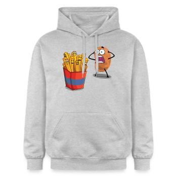 Arme Pommes - Gildan Unisex Softstyle® Midweight Hoodie - Hellgrau meliert - Vorne - Liana (172cm) & Jaron (178cm)