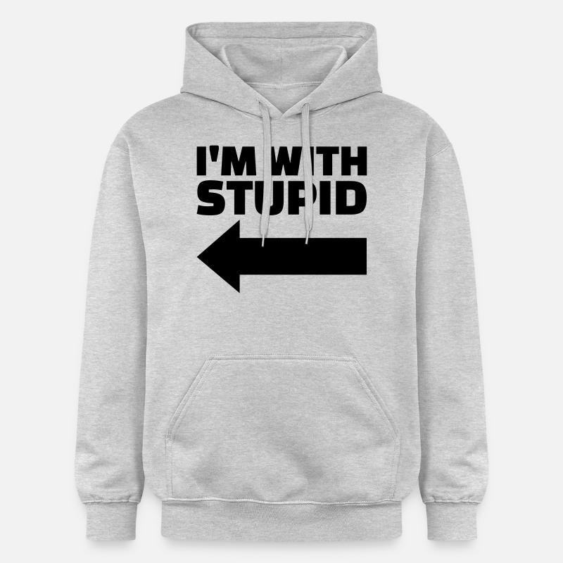 I'm with stupid - Sweat à capuche Softstyle® Gildan Unisexe - gris clair chiné