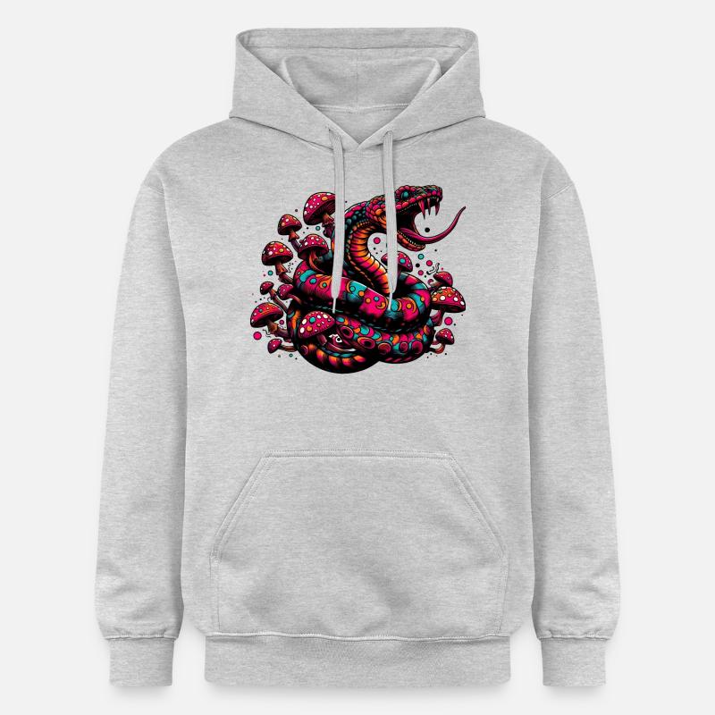 Serpent psychédélique aux champignons - Sweat à capuche Softstyle® Gildan Unisexe - gris clair chiné