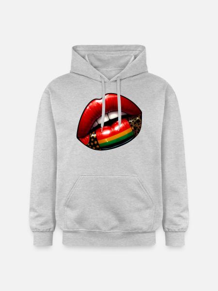 Baiser d'Élégance, Lèvres Rouges - Sweat à capuche Softstyle® Gildan Unisexe - gris clair chiné