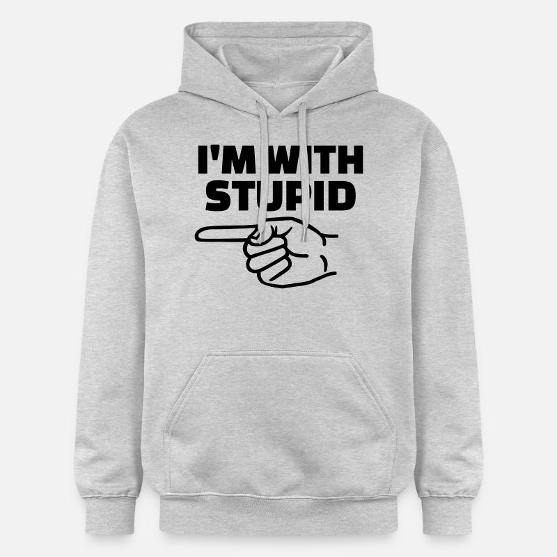 I'm with stupid - Sweat à capuche Softstyle® Gildan Unisexe - gris clair chiné