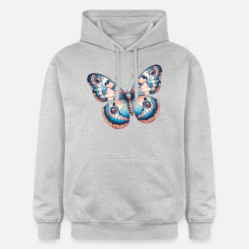 Papillon, fleur - Légèreté Envolée - Sweat à capuche Softstyle® Gildan Unisexe - gris clair chiné