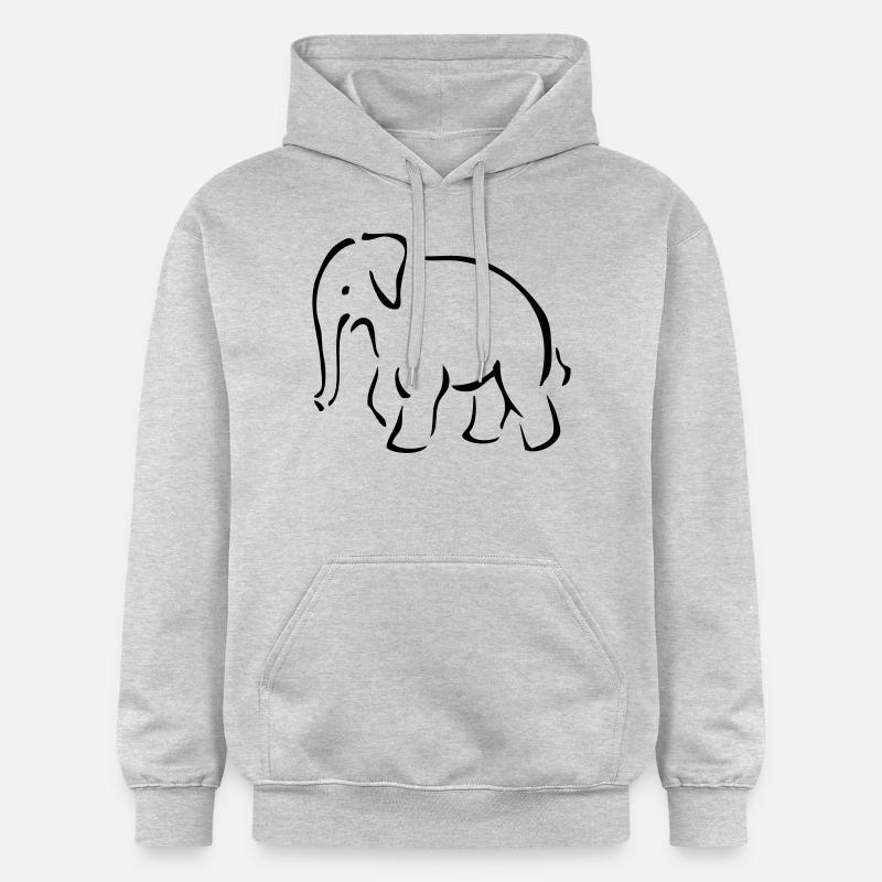 Zoo, éléphant, géant, stoßzahn, ivoire, contour, - Sweat à capuche Softstyle® Gildan Unisexe - gris clair chiné