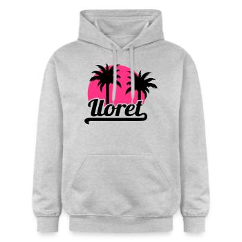 Lloret de Mar - Sweat à capuche Softstyle® Gildan Unisexe - gris clair chiné - Devant - Liana (172cm) & Jaron (178cm)