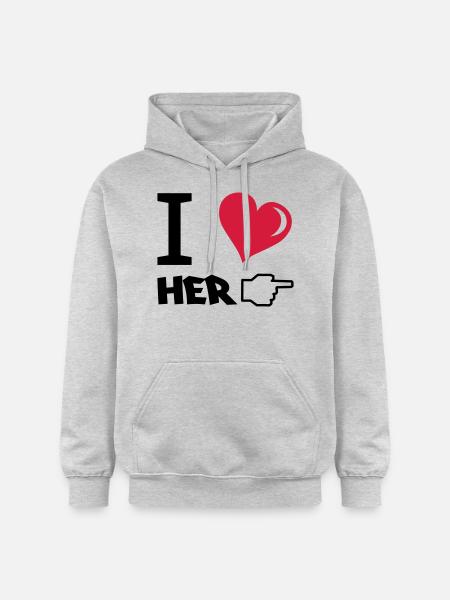 i_love_her - Gildan Unisex Softstyle® Midweight Hoodie - Hellgrau meliert