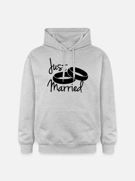 Just Married Rings Design - Gildan Unisex Softstyle® Midweight Hoodie - light heather grey