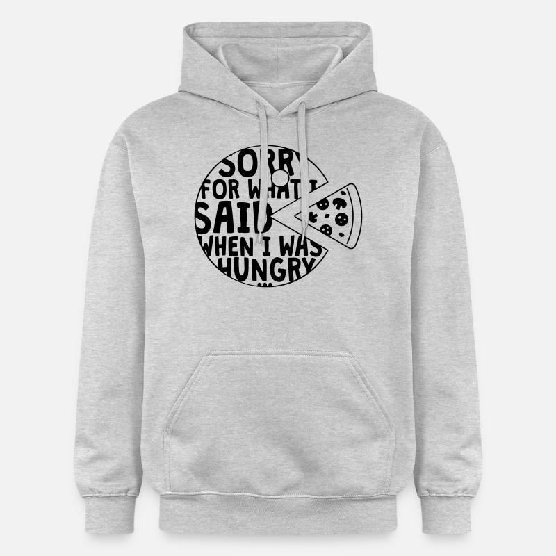 désolé pour ce que j’ai dit quand j’avais faim - Sweat à capuche Softstyle® Gildan Unisexe - gris clair chiné