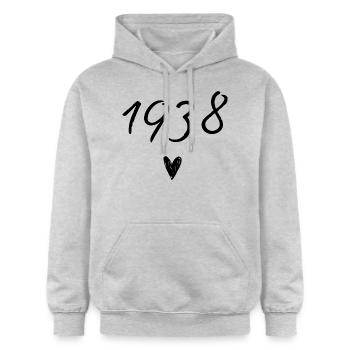 1938 Herzgeburtstag - Gildan Unisex Softstyle® Midweight Hoodie - Hellgrau meliert - Vorne - Liana (172cm) & Jaron (178cm)