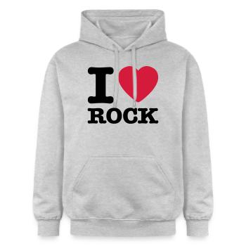 i love rock / I heart rock - Gildan Unisex Softstyle® Midweight Hoodie - Hellgrau meliert - Vorne - Liana (172cm) & Jaron (178cm)