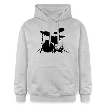 Schlagzeug - Drums - Gildan Unisex Softstyle® Midweight Hoodie - Hellgrau meliert - Vorne - Liana (172cm) & Jaron (178cm)