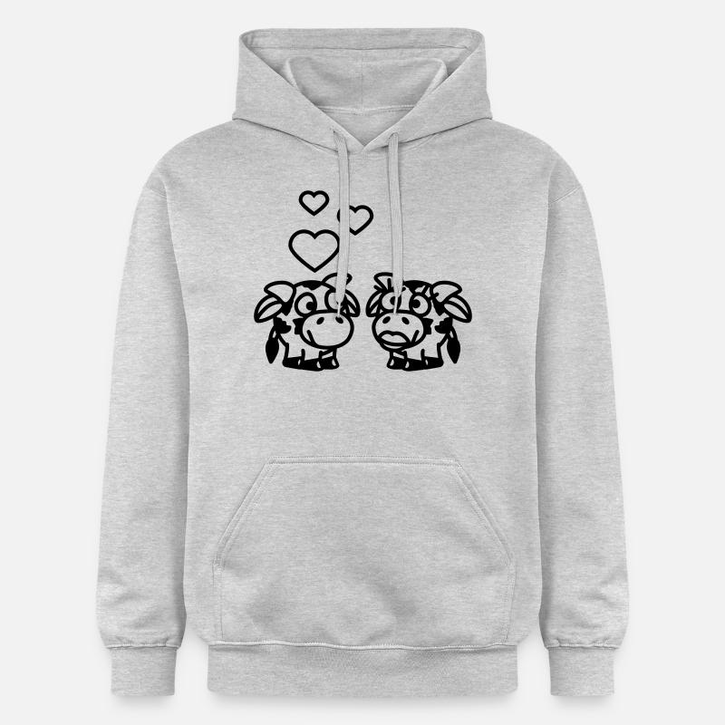 smiley_cows_in_love_1c - Sweat à capuche Softstyle® Gildan Unisexe - gris clair chiné