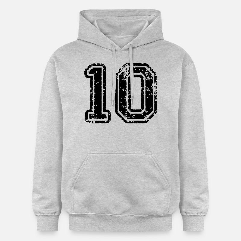 10 - Nummer - Gildan Unisex Softstyle® Midweight Hoodie - Hellgrau meliert